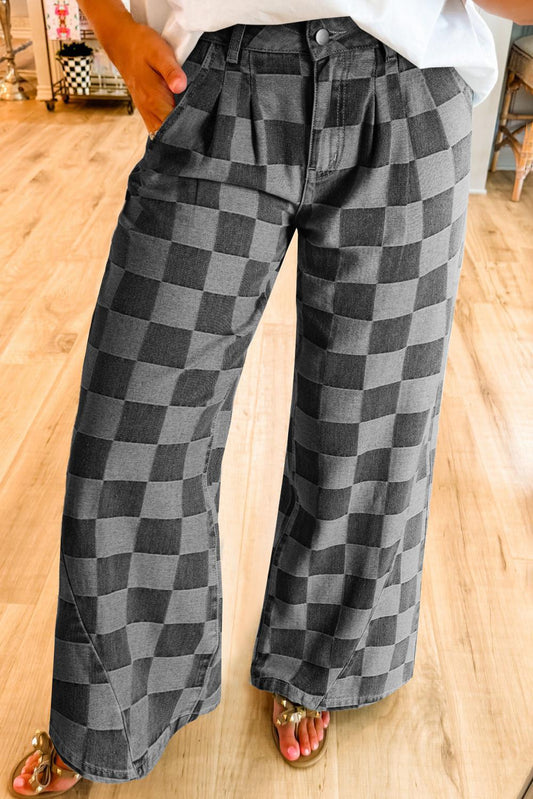 The Check Yourself Wide Leg Jeans