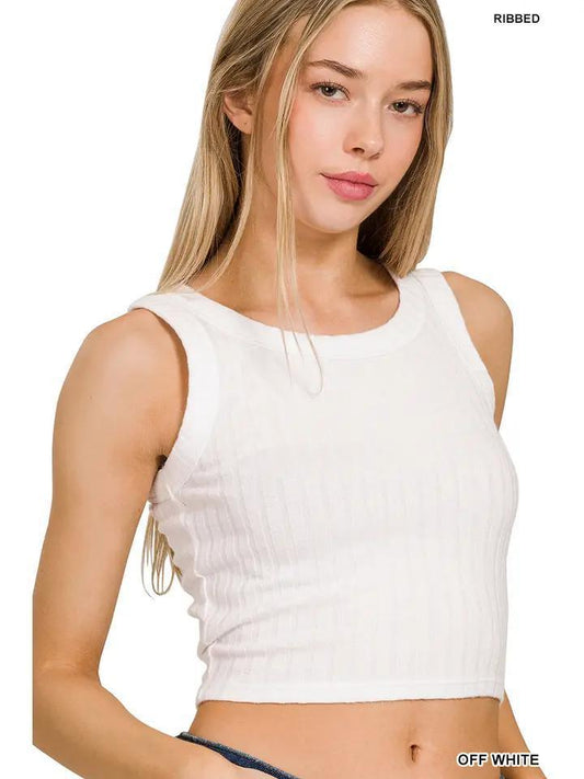 The Basics Ribbed Crop - Off White