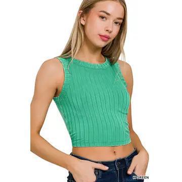 Green Ribbed Tank